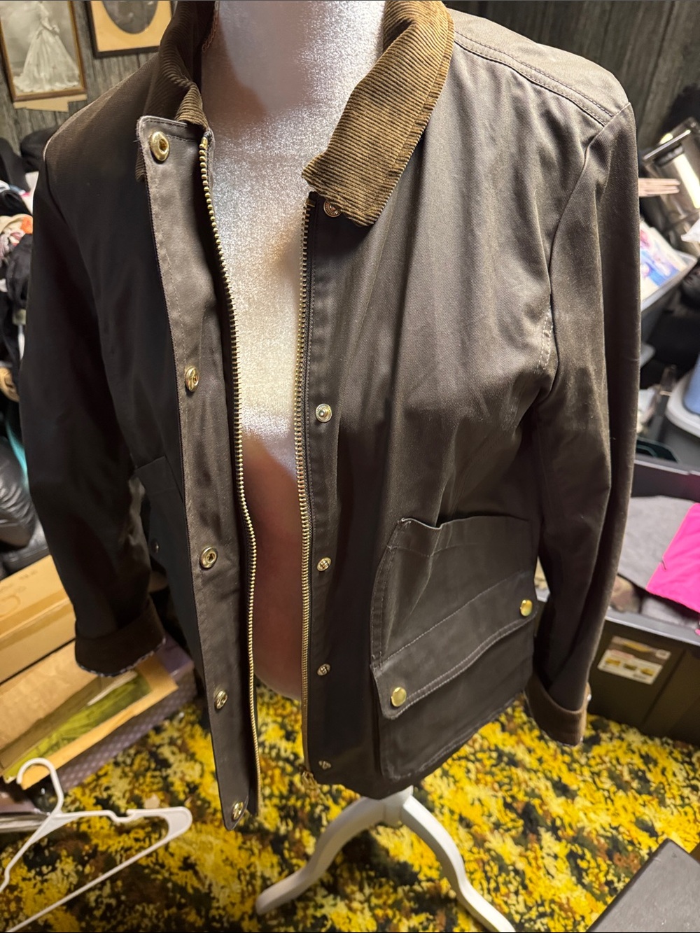J. Crew Brown Utility Jacket with Corduroy Collar - Picture 2 of 6